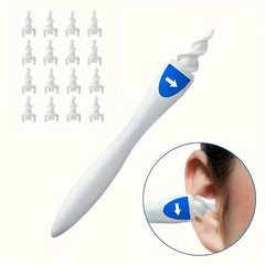 Soft Silicone Ear Wax Remover Tool with 16 Replacement Heads - Easy to Use