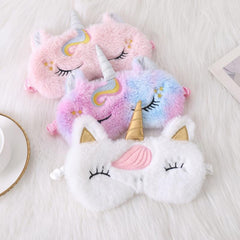 Embroidered Plush Unicorn Eye Mask, Light Blocking Sleep Mask