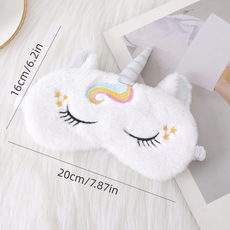 Embroidered Plush Unicorn Eye Mask, Light Blocking Sleep Mask