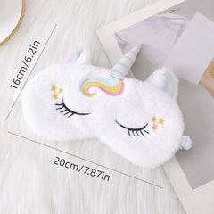 Embroidered Plush Unicorn Eye Mask, Light Blocking Sleep Mask