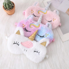 Embroidered Plush Unicorn Eye Mask, Light Blocking Sleep Mask