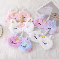 Embroidered Plush Unicorn Eye Mask, Light Blocking Sleep Mask