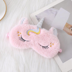 Embroidered Plush Unicorn Eye Mask, Light Blocking Sleep Mask