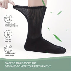 4 Pairs Diabetic Crew Socks Extra Wide Loose Top Seamless Toe