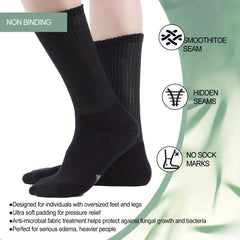 4 Pairs Diabetic Crew Socks Extra Wide Loose Top Seamless Toe
