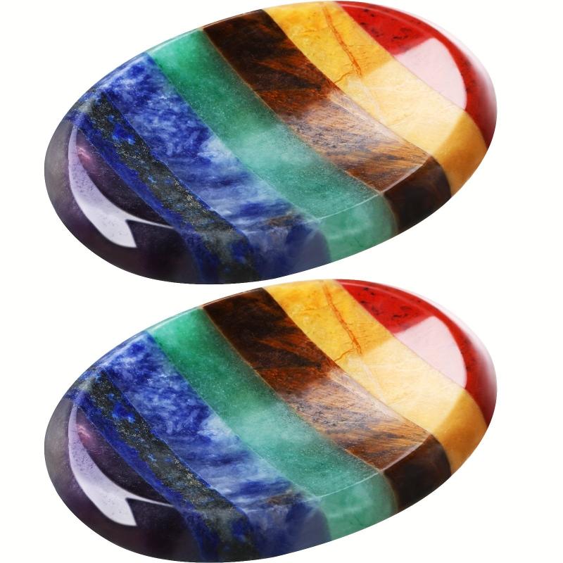 2pcs Thumb Worry Stone Anxiety Chakra Crystals Healing Stones