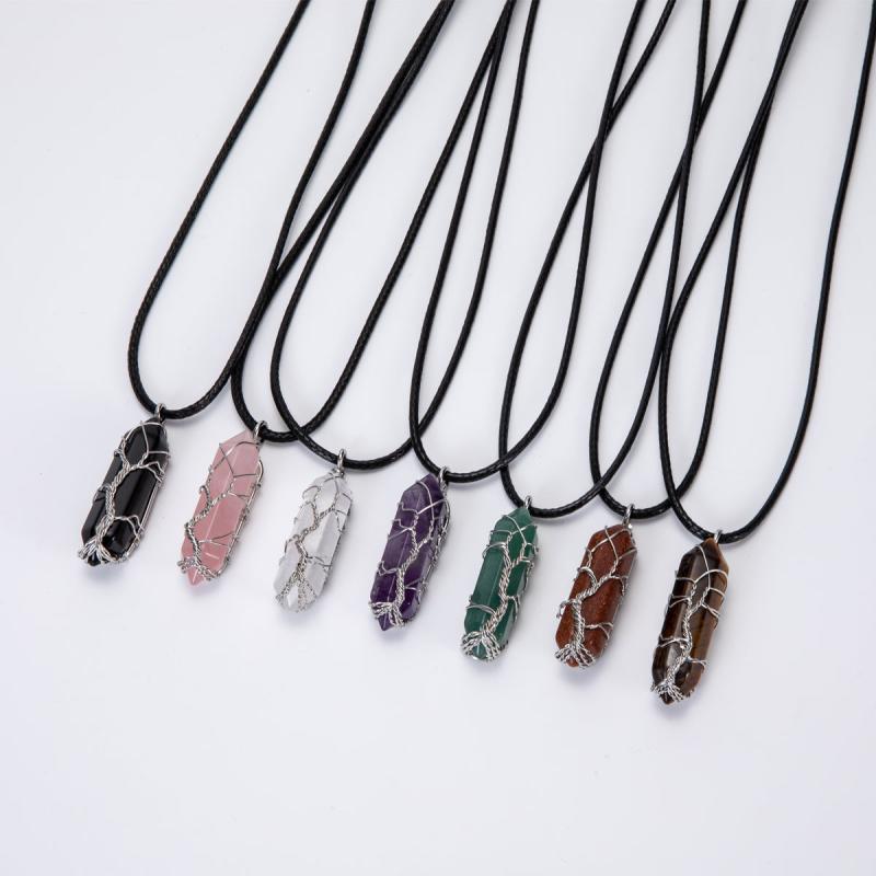 Natural Amethyst Stone Necklace | Stress Relief Yoga Pendant