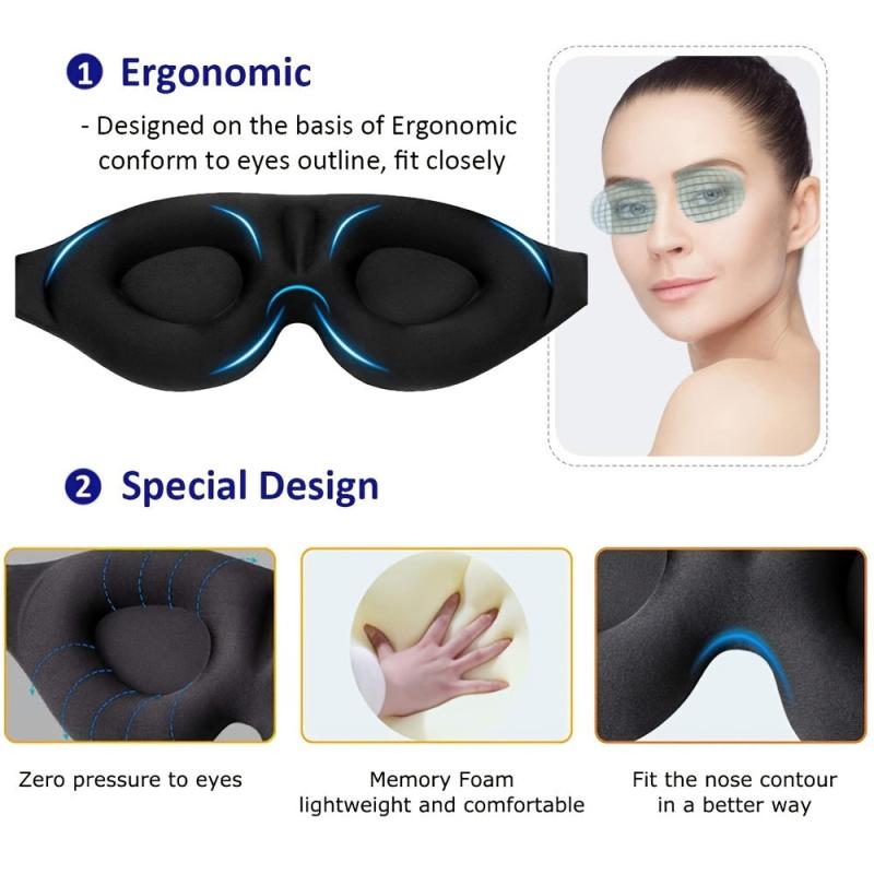 3D Contoured Sleep Mask Ultra-Soft Night Eye Mask for Men and Women