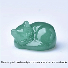Natural Amethyst Carved Sleeping Cat Statue Home Decor