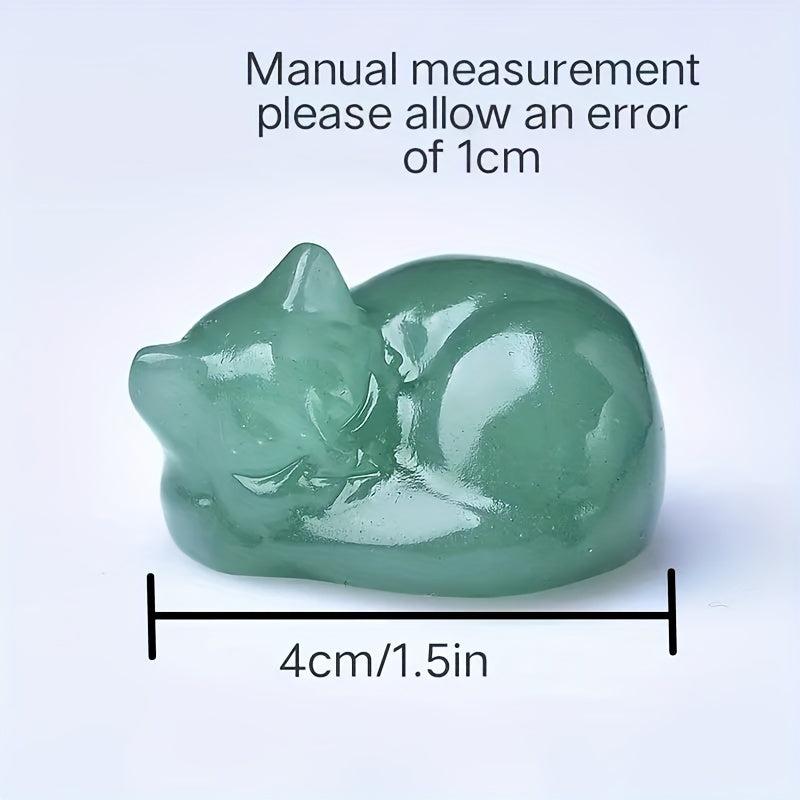 Natural Amethyst Carved Sleeping Cat Statue Home Decor
