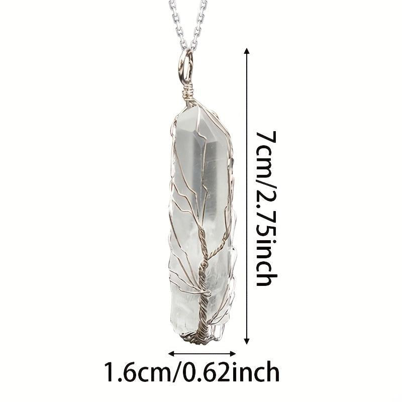Hand Wired Clear Quartz Crystal Chakra Pendant Necklace