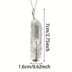Hand Wired Clear Quartz Crystal Chakra Pendant Necklace