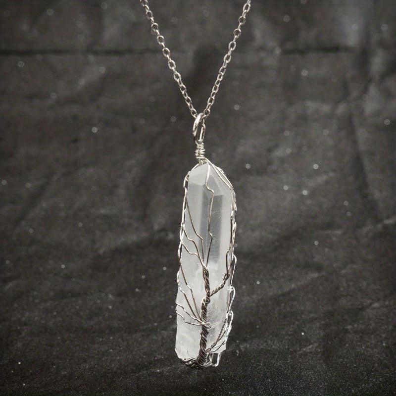Hand Wired Clear Quartz Crystal Chakra Pendant Necklace
