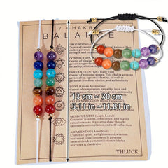Seven Chakra Agate Crystal Bracelet Set