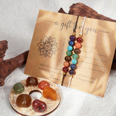 Seven Chakra Agate Crystal Bracelet Set