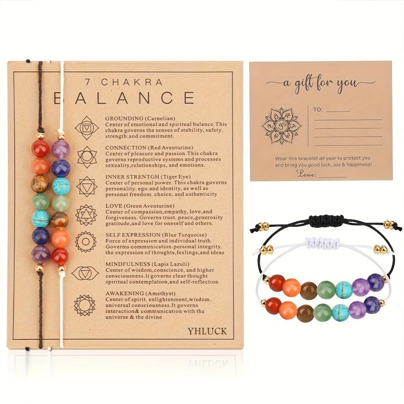 Seven Chakra Agate Crystal Bracelet Set
