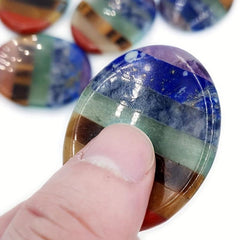 7 Chakra Stones Thumb Worry Stone for Anxiety Relief and Meditation