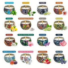 16 Small Soy Wax Aromatherapy Candles in Portable Tins