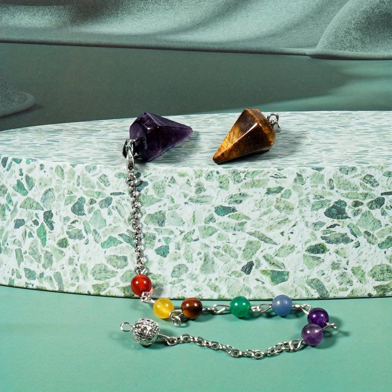 7 Chakras Reiki Stone Pendant - Shi Ying Gemstone Crystal