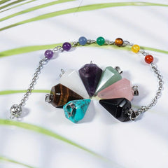 7 Chakras Reiki Stone Pendant - Shi Ying Gemstone Crystal