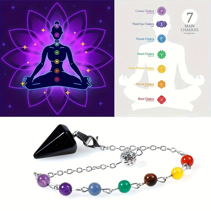 7 Chakras Reiki Stone Pendant - Shi Ying Gemstone Crystal