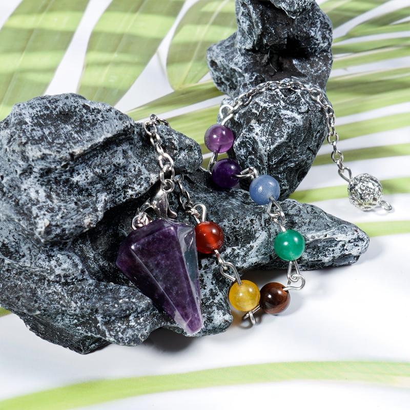 7 Chakras Reiki Stone Pendant - Shi Ying Gemstone Crystal