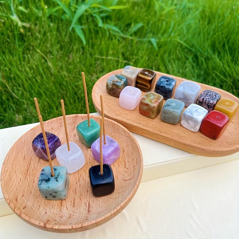 Natural Crystal Incense Holder - Rose Quartz Amethyst Incense Burner