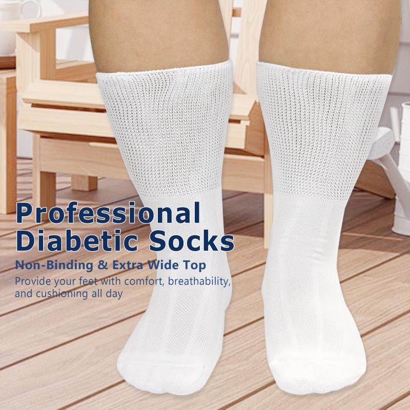 3 Pairs Diabetic Socks Bamboo Fiber & Nylon Blend Extra Wide Socks