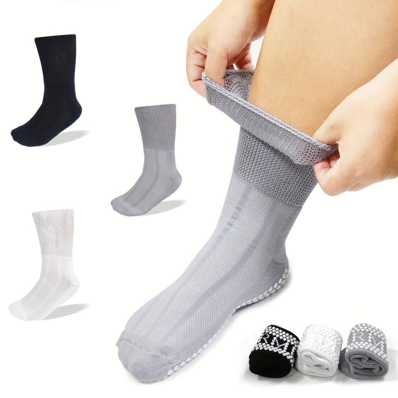 3 Pairs Diabetic Socks Bamboo Fiber & Nylon Blend Extra Wide Socks