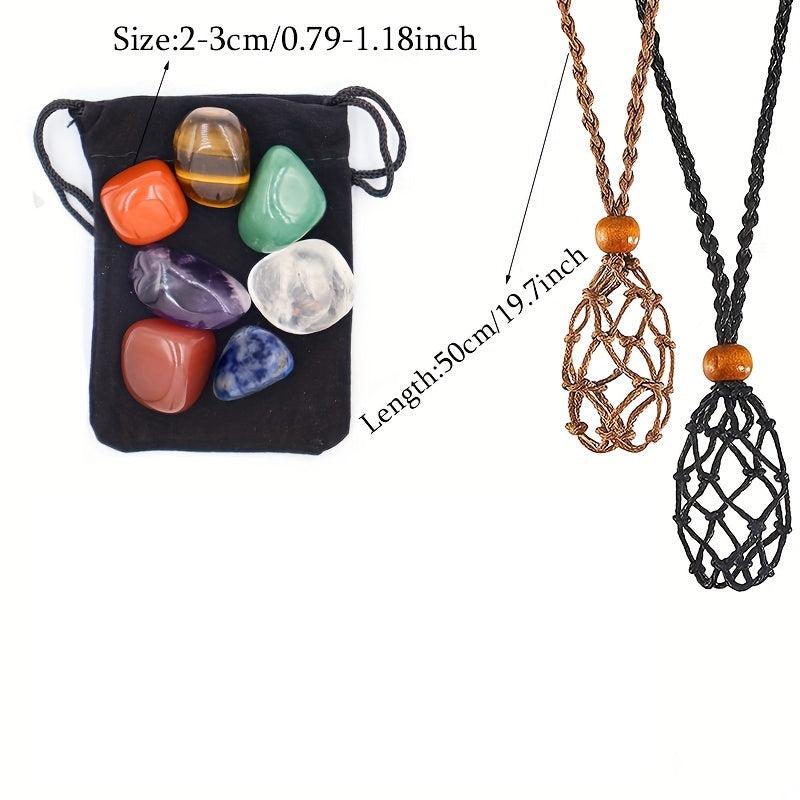 13pcs 7 Chakra Crystal Stone Set with Necklace and Instruction