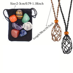 13pcs 7 Chakra Crystal Stone Set with Necklace and Instruction