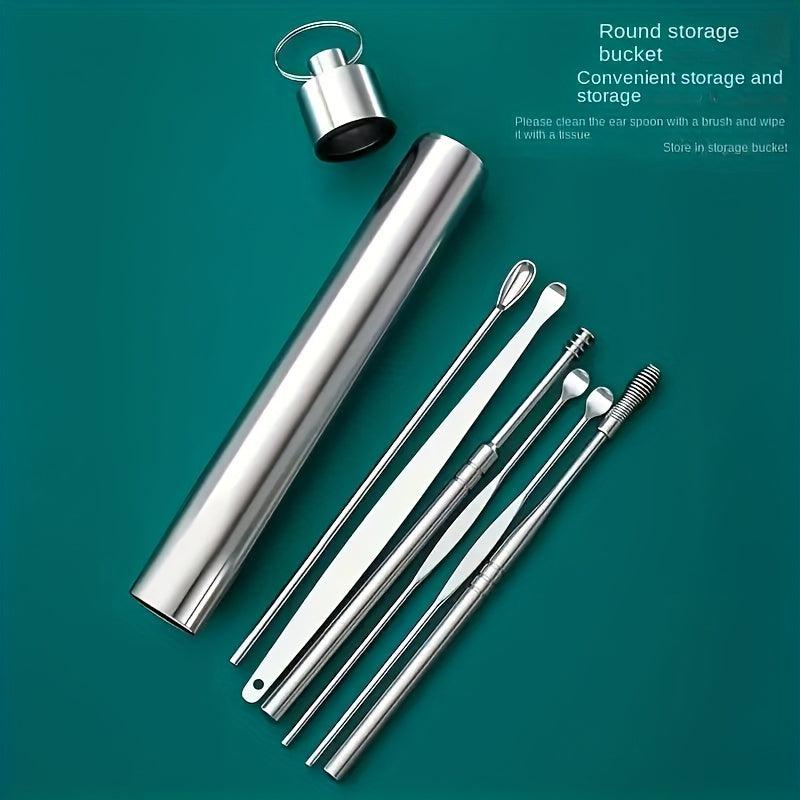 6pcs Stainless Steel Ear Scoop Set Ear Rakes Dual Head Ear Picking Tool