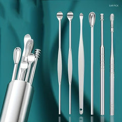 6pcs Stainless Steel Ear Scoop Set Ear Rakes Dual Head Ear Picking Tool