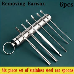6pcs Stainless Steel Ear Scoop Set Ear Rakes Dual Head Ear Picking Tool