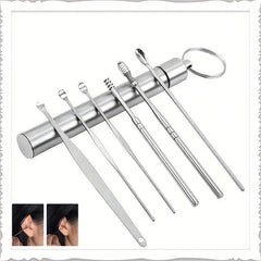 6pcs Stainless Steel Ear Scoop Set Ear Rakes Dual Head Ear Picking Tool