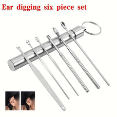 6pcs Stainless Steel Ear Scoop Set Ear Rakes Dual Head Ear Picking Tool