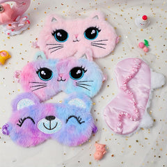 Cartoon Plush Blackout Eye Mask for Better Sleep