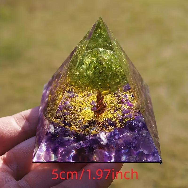 Quartz Crystal Energy Generator Tree Of Life Pyramid Peridot Amethyst