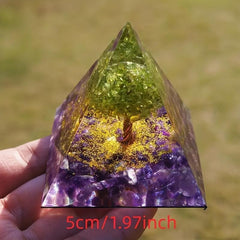 Quartz Crystal Energy Generator Tree Of Life Pyramid Peridot Amethyst
