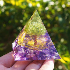 Quartz Crystal Energy Generator Tree Of Life Pyramid Peridot Amethyst