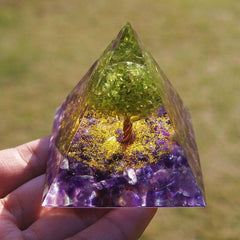 Quartz Crystal Energy Generator Tree Of Life Pyramid Peridot Amethyst