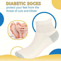 6 Pairs Diabetic Ankle Socks Bamboo Non Binding Breathable Seamless Toe