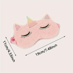 Cartoon Unicorn Plush Eye Mask for Girls