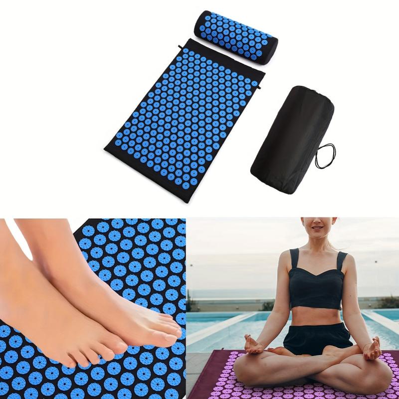 3pcs Yoga Acupressure Massage Mat Set for Stress Relief with Storage Bag