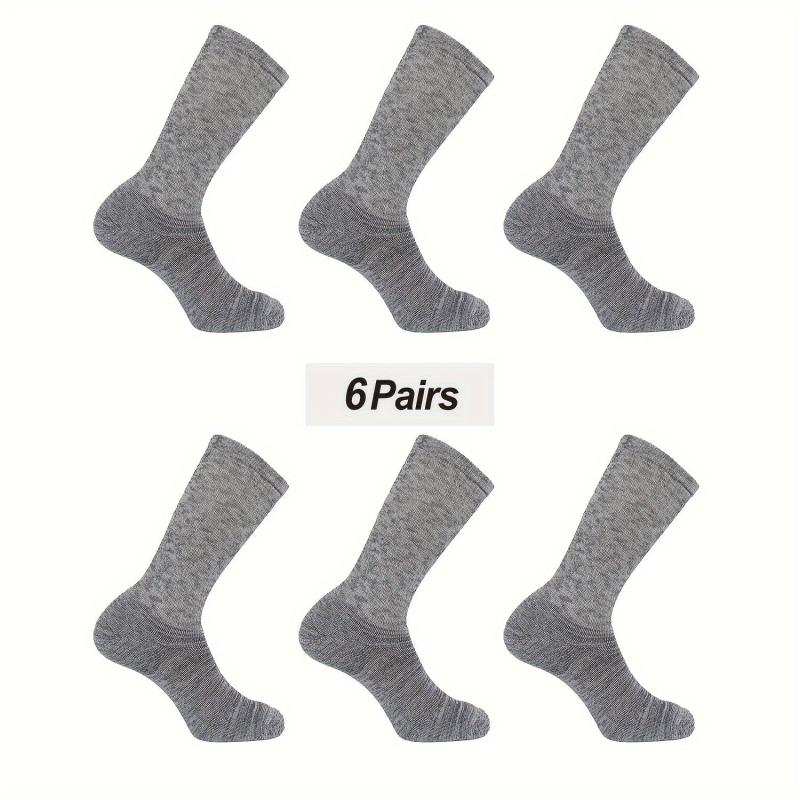 6 Pairs Bamboo Thermal Cushion Crew Socks Soft Breathable Comfortable