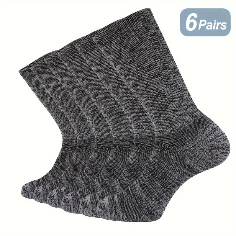 6 Pairs Bamboo Thermal Cushion Crew Socks Soft Breathable Comfortable