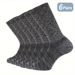 6 Pairs Bamboo Thermal Cushion Crew Socks Soft Breathable Comfortable
