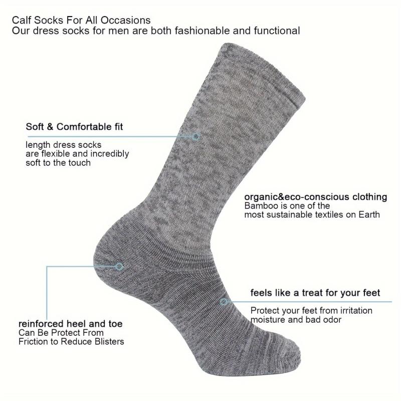 6 Pairs Bamboo Thermal Cushion Crew Socks Soft Breathable Comfortable