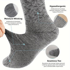 6 Pairs Bamboo Thermal Cushion Crew Socks Soft Breathable Comfortable