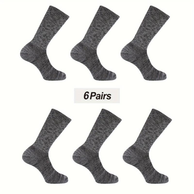 6 Pairs Bamboo Thermal Cushion Crew Socks Soft Breathable Comfortable
